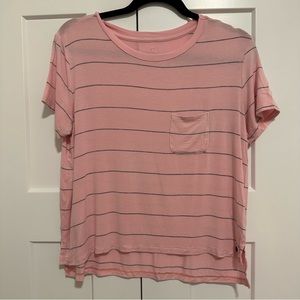American Eagle Pink and Gray Striped Boxy soft & sexy T size M